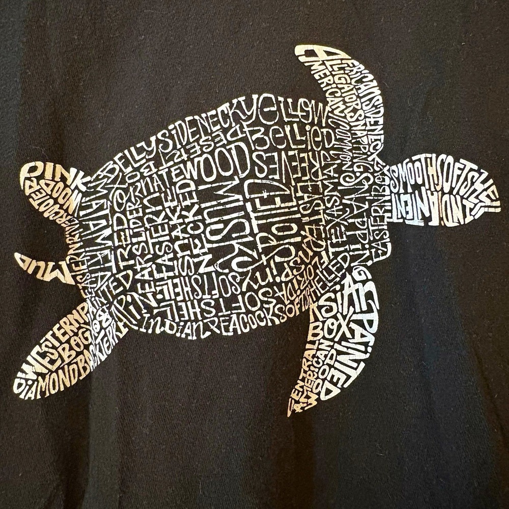 Hanes Turtle Names Graphic Print T Shirt Black Womens XXL Crew Neck Short Sleeve